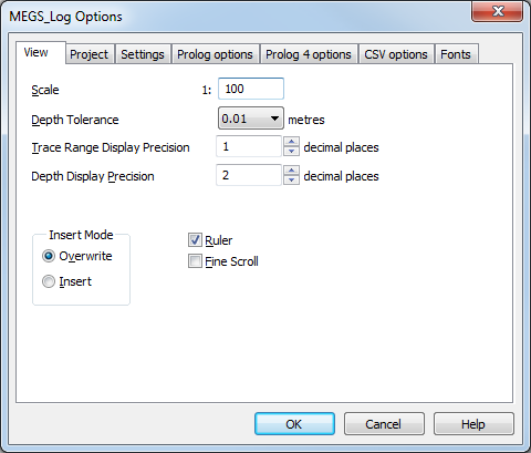 Options dialog box