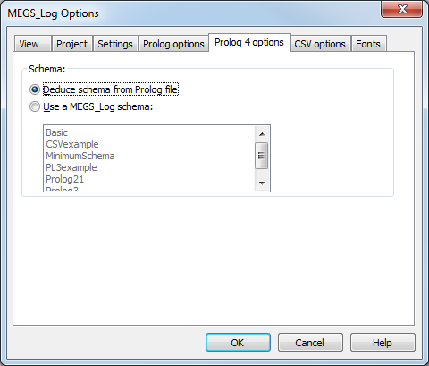 Options dialog box, Prolog 4 settings tab