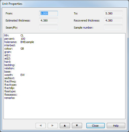 Unit Properties dialog