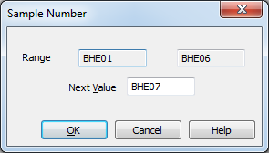 Sample Number dialog box