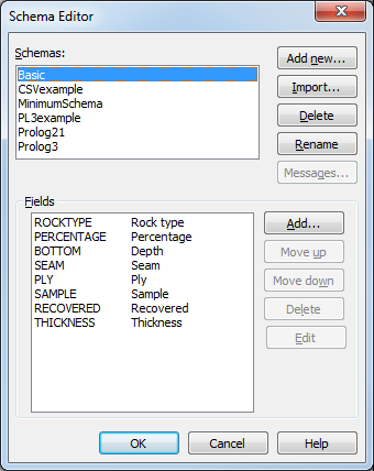 Schema Editor dialog box