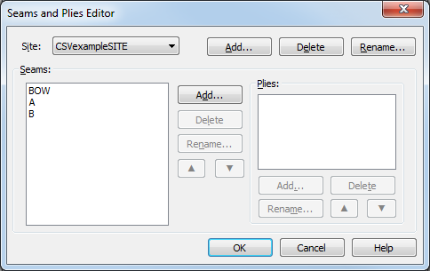 Seams and Plies Editor dialog box