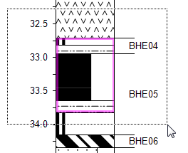 Click and drag from outside the borehole - left to right