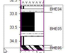 Click and drag from outside the borehole - right to left